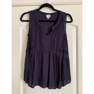 Textured and flowy tank top, navy blue